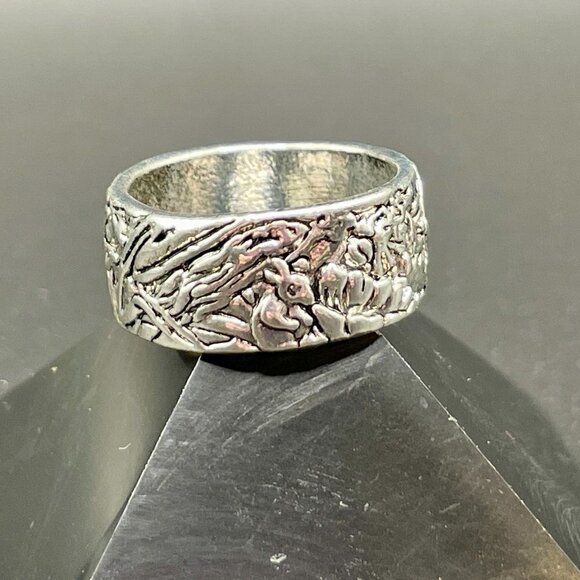 Boho Cat, Flower and Bunny Band Ring #1218 - Picture 5 of 6